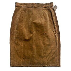 NWT Vintage 100% Leather Skirt Size 26 Deadstock Brown Global Identity USA